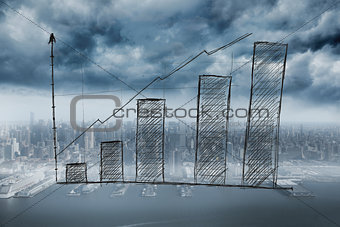 Composite image of bar chart doodle