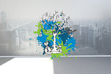 Composite image of money tree on paint splashes