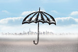 Composite image of umbrella doodle