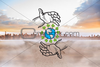 Composite image of earth conservation doodle