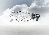 Composite image of idea doodle with megaphone