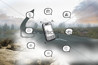 Composite image of smartphone applications doodle