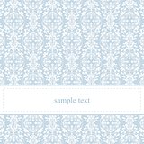 Sweet, blue vector card or invitation for party, birthday, baby shower or wedding with white classic elegant lace