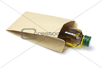 Bottle Of Olive Oil  in Paper Bag