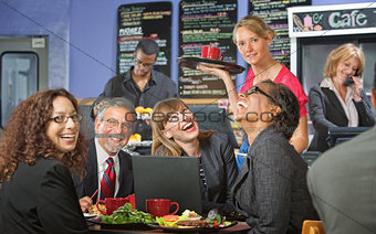 Coworkers at Lunch Laughing