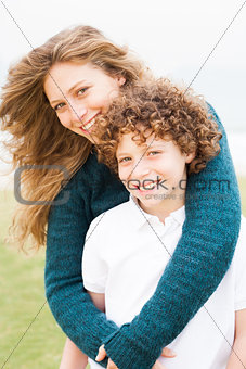 Happy young mother with son