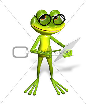 frog with tablet