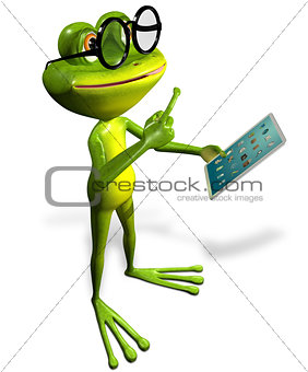 frog with tablet