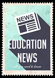 Education News on Blue in Flat Design.