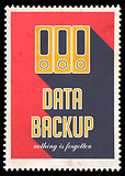 Data Backup on Red in Flat Design.