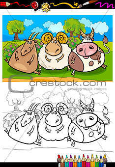 cartoon farm animals coloring page