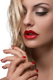 woman with red make-up 