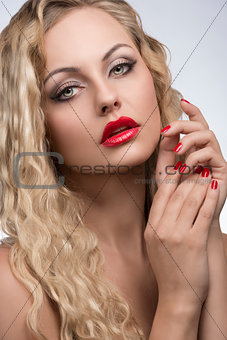 seductive girl with red make-up 