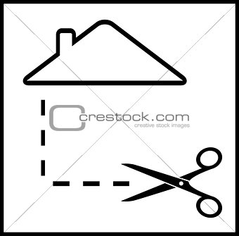 scissors with home and cut out