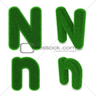 Letter N made of grass