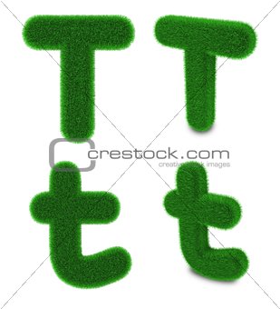Letter T made of grass