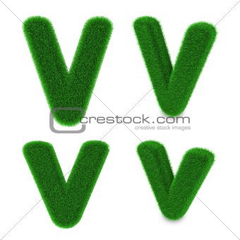 Letter V made of grass