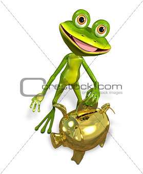 frog with piggy bank