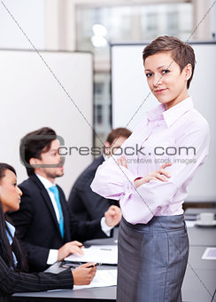 professional successful business woman in office smiling