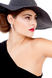 glamour woman with black hat and red lips
