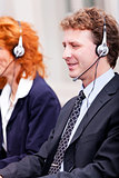 callcenter team business people with headphone 