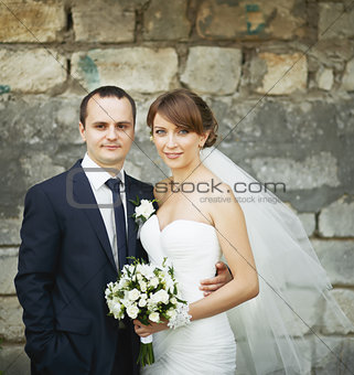 portrait of a young wedding couple
