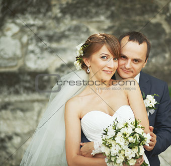 portrait of a young wedding couple