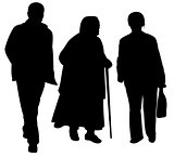 family walking silhouette vector