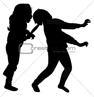 girls fighting silhouette vector
