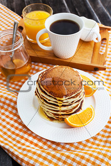 Breakfast with pancakes