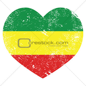 Rasta, Rastafarian retro heart shaped flag