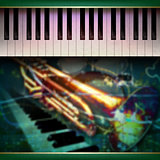 abstract grunge background with piano and trumpet
