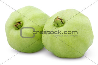 Green guavas isolated on white