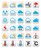 Weather forecast colorful vector buttons set