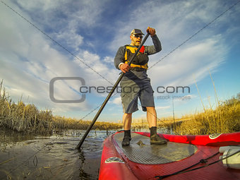 stand up paddling (SUP) in a wetland