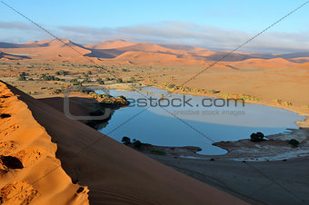A flooded Sossusvlei in the Namib Desert 