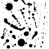 set of ink black splash blots for design