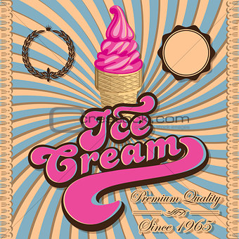 Vintage background with ice cream and inscriptions