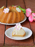 Easter festive fruitcake decorated with flowers