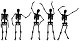 skeleton silhouette movements on white background