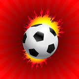 Blazing Soccer Ball on Red Background
