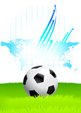 Soccer Ball on Green Field with World Map