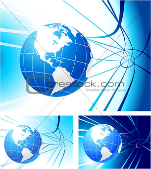 Globe on abstract background set