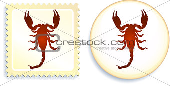 scorpion stamp and button