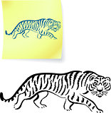 Tiger drawing on post it notes