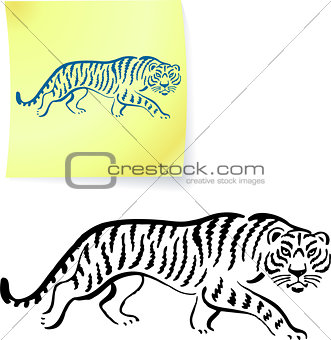 Tiger drawing on post it notes