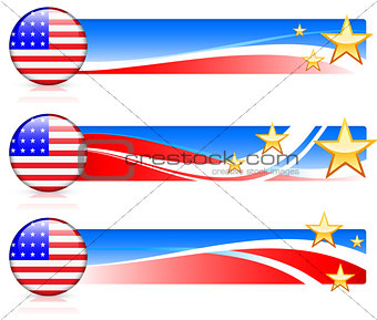 American Flag Button with Banners