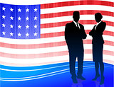 Business team on Patriotic American Flag background