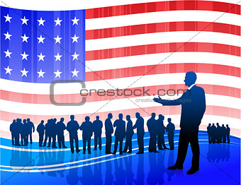 businessman on Patriotic American Flag background