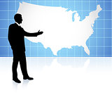 Businessman on US map background